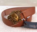 Copy Versace Brown and Gold Leather Belt - Punk Style
